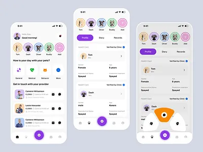 Pet Care Mobile App animal app design cat dog ios design kitten mobile app pet pet adaptation app pet marketplace petadoptionapp petcare app petshop puppy veterinary