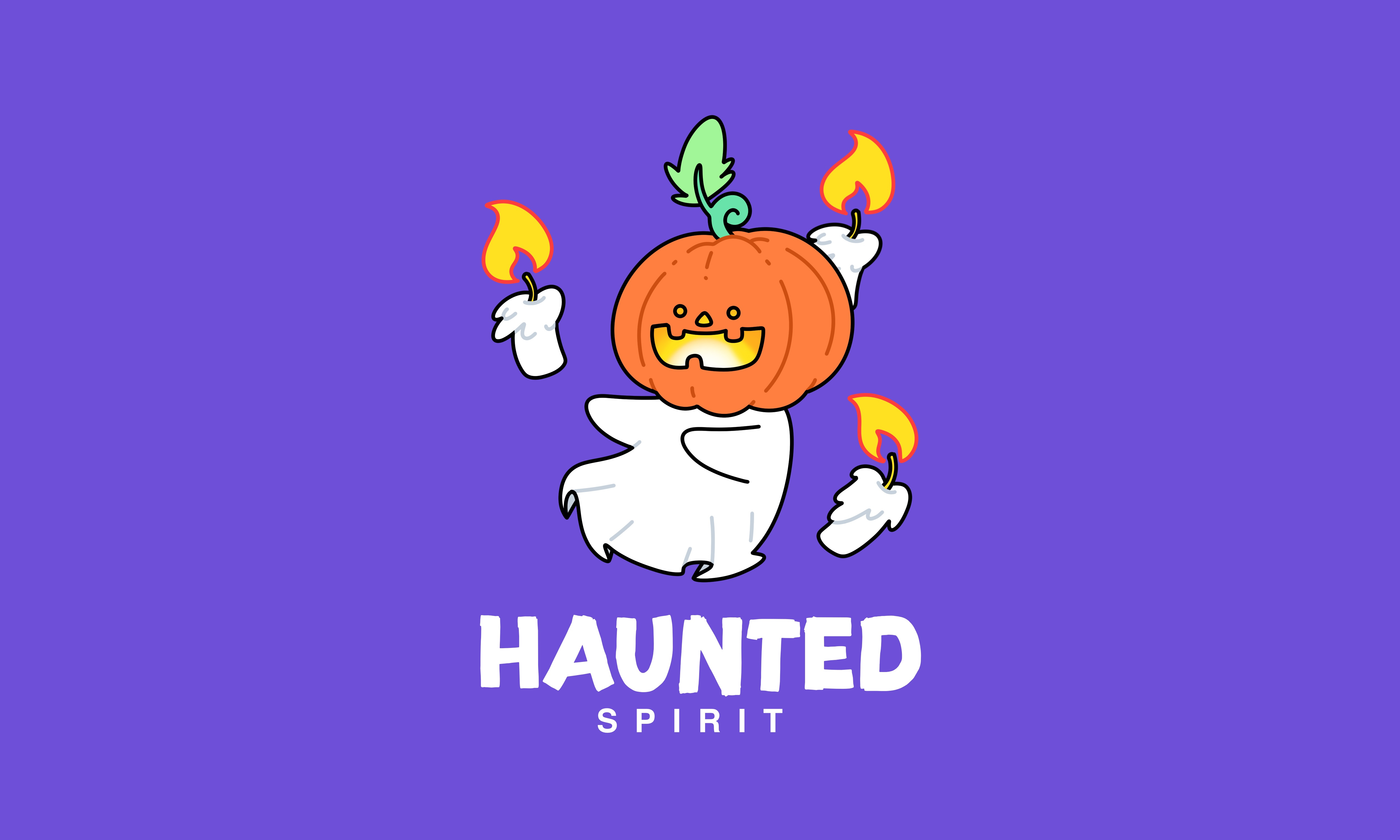 Haunted Spirit - Cartoon Mascot 2d animation branding cartoon cute design graphic design halloween halloween mascot illustration kawaii logo logo branding logo character mascot logo minimalist playful ui ux vector