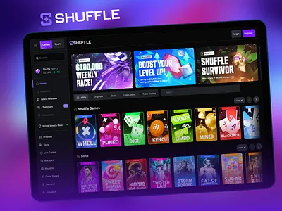 Shuffle : Casino Dashboard UI Design casino casino dashboard gambling website online casino shuffle ui ui design