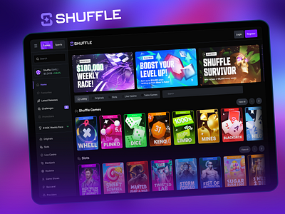 Shuffle : Casino Dashboard UI Design casino casino dashboard gambling website online casino shuffle ui ui design