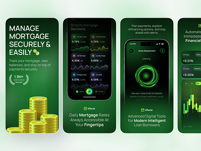 App Store Screenshots – AI Mortgage Rate Tracker App ai app app design app store app store preview app store screenshots apple store fintech google play ios app design mobile mobile app mortgage app play store play store screenshot rate tracker app screenshot