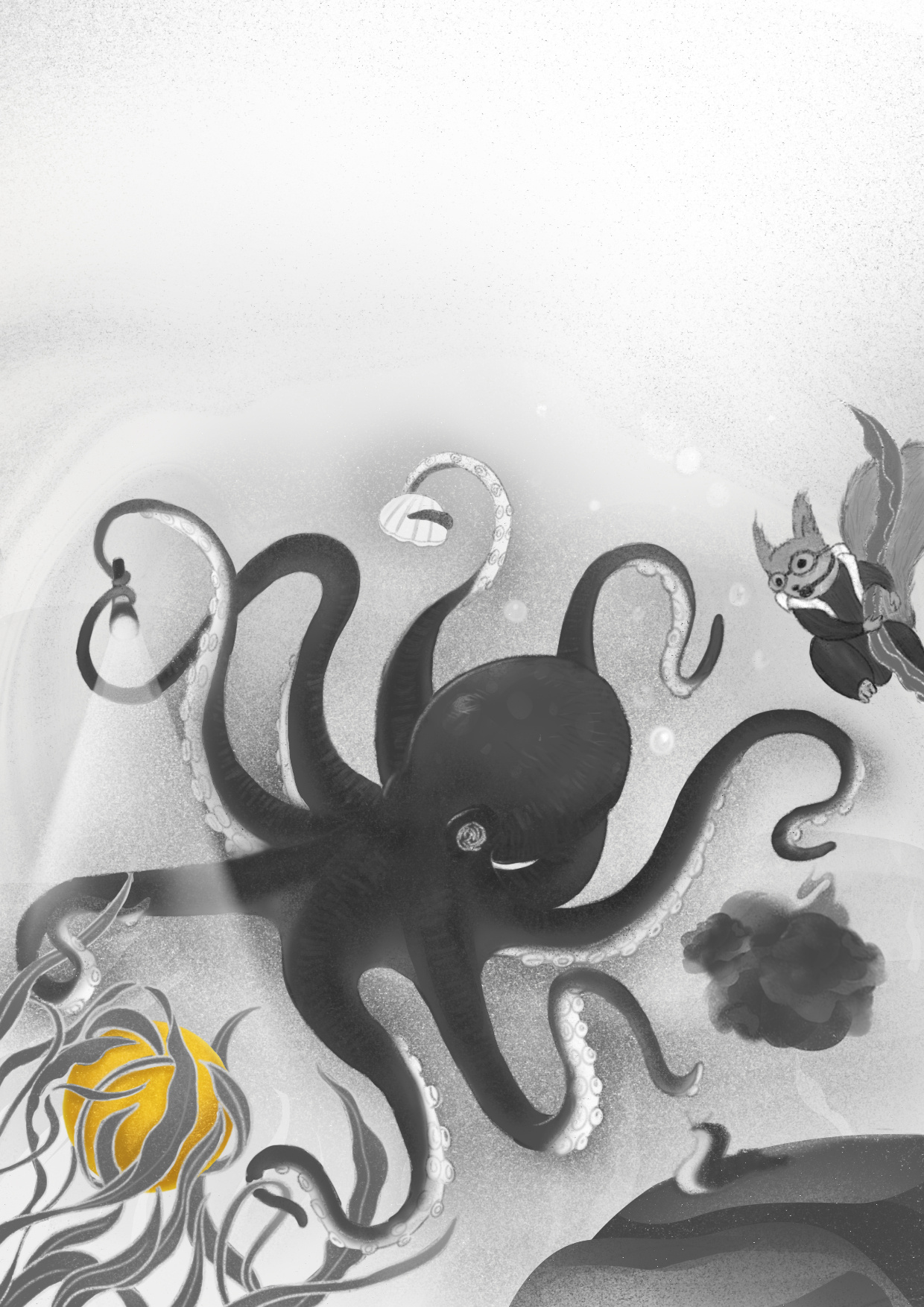 The Squirrel and The Octopus (Poetry Zines Illustration) illustration