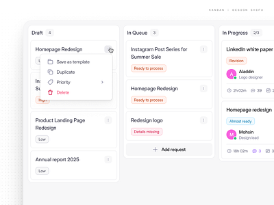 Kanban Design agency classic clean kanban minimal modern project management ui ui design ux design visual