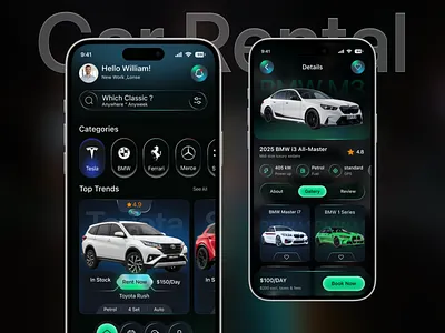 Car Rental Mobile App UI/UX app concept app interface auto rental booking app car app car booking car rental clean ui dark mode ui dribbble shot futuristic ui ios app design luxury cars mobile app design mobile ui modern ui rental app ui design ux design vehicle rental