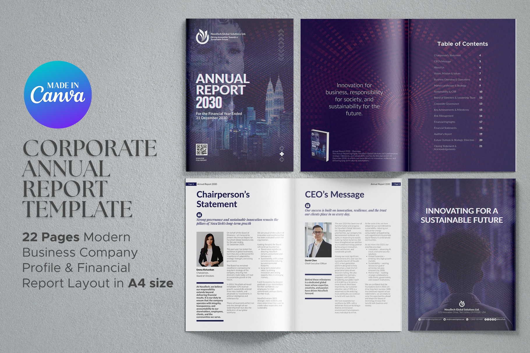 Corporate Annual Report Template Canva a4 report template annual report annual report template annual review business business report canva annual report company profile corporate report digital report editable report financial report graphic design investor report stakeholder report sustainability report