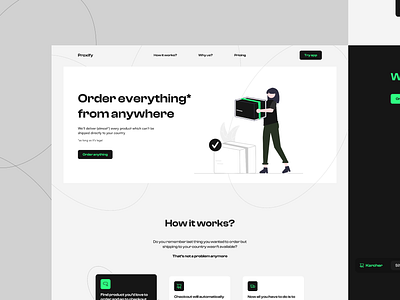 Profixy | Main Page app black concept design dribbble green grey hero howitworks illustration landing product productpage saas software ui uiux userexperience white