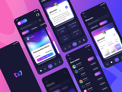 Magnifier - NFT Marketplace App app app design blockchain case study cryptocurrency nft nfts product design ui uikit uiux