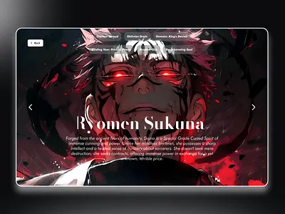 Dark Anime Website UI Concept anime branding character showcase cinematic ui dark mode desktop ui entertainment graphic design hero section landing page modern ui ui ui design ux design visual design web design website concept