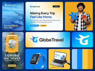 GlobeTravel – Travel & Tourism Brand Identity branding brandingdesign creative graphic design logo modern logo modern travel logo sm tecnology tourism branding travel tourism identity travel logo design