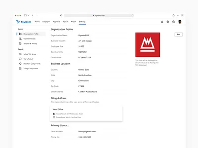 Organization Profile for Enterprise b2b desin hr organization profile saas uxui