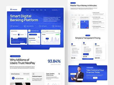 Digital Bank Landing Page Website bank banking app business credit card digital bank finance finance website fintech landing page mobile banking modern money payment professional startup ui design web design website