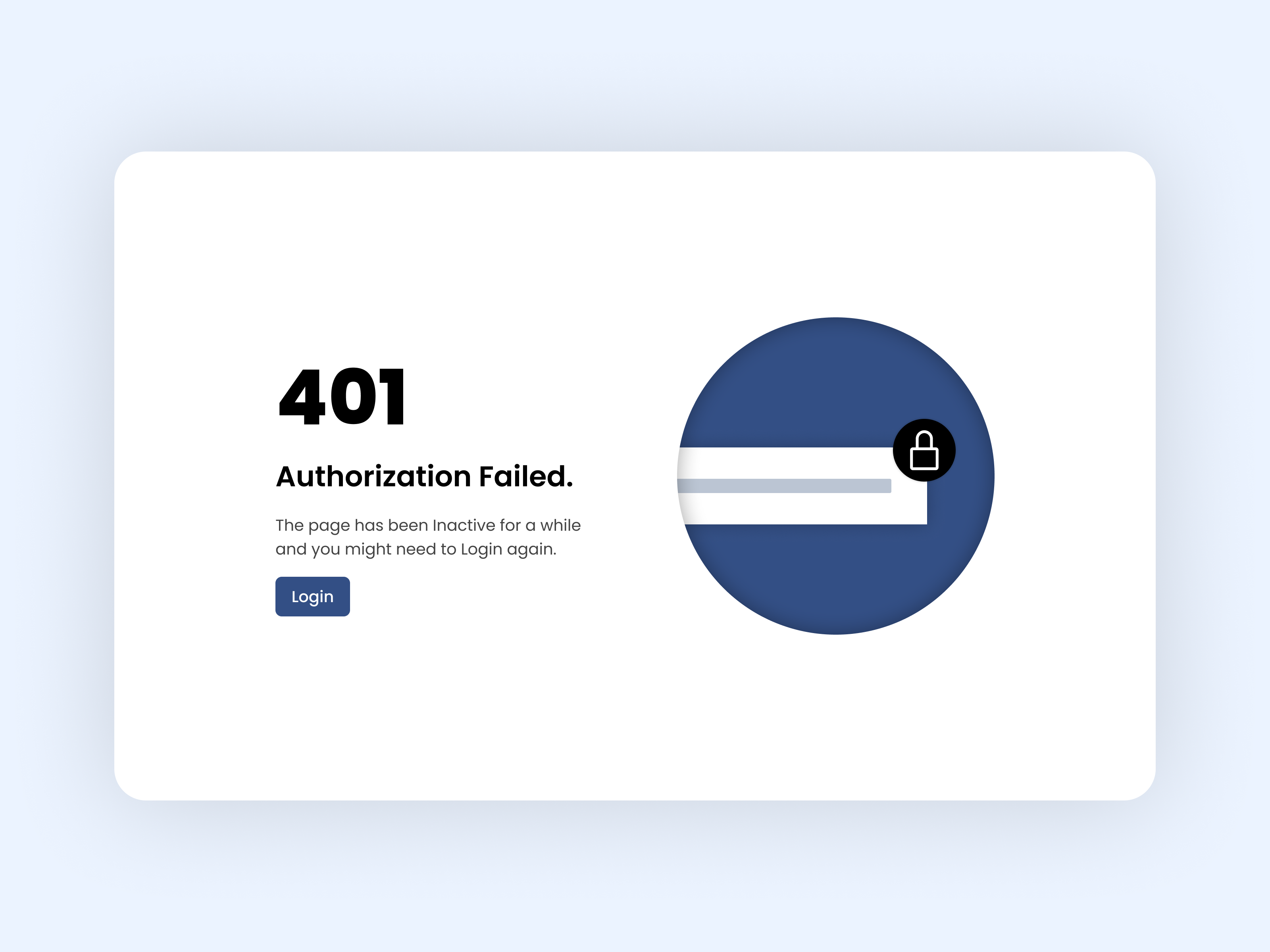 Error State daily ui darktheme design inspo error401 errorstate errorui graphic design interaction design light theme ui ux uxdesign