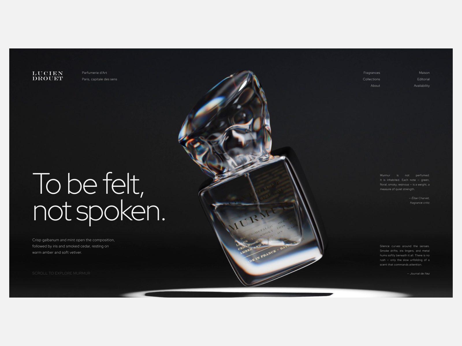 Perfume Concept • Hero Screen and Visualization