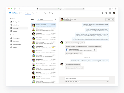 Workplace Chat for B2B SaaS b2b button chat collaboration communication employee engagement group chat hr instant messaging internal messaging list menu message product design productivity saas team chat uxui workflow management workplace chat