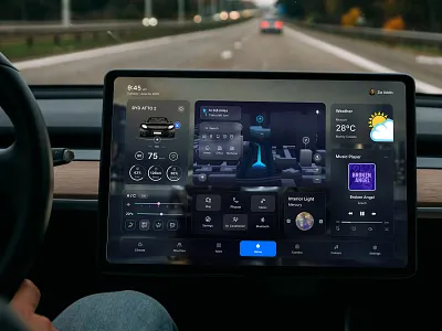 HMI Concept - Smart Car Dashboard UI ai auto dashboard automotive automotive design car car dashboard cluster concept design electric ev figma hmi interface design modern hmi nevigate product design speedmeter vehicle
