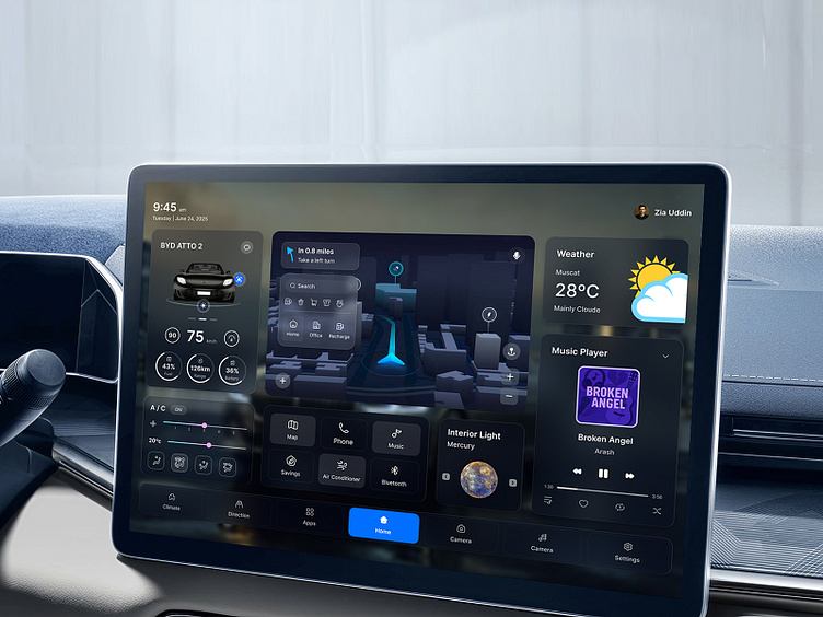 HMI Concept - Smart Car Dashboard UI by Md Zia Uddin on Dribbble