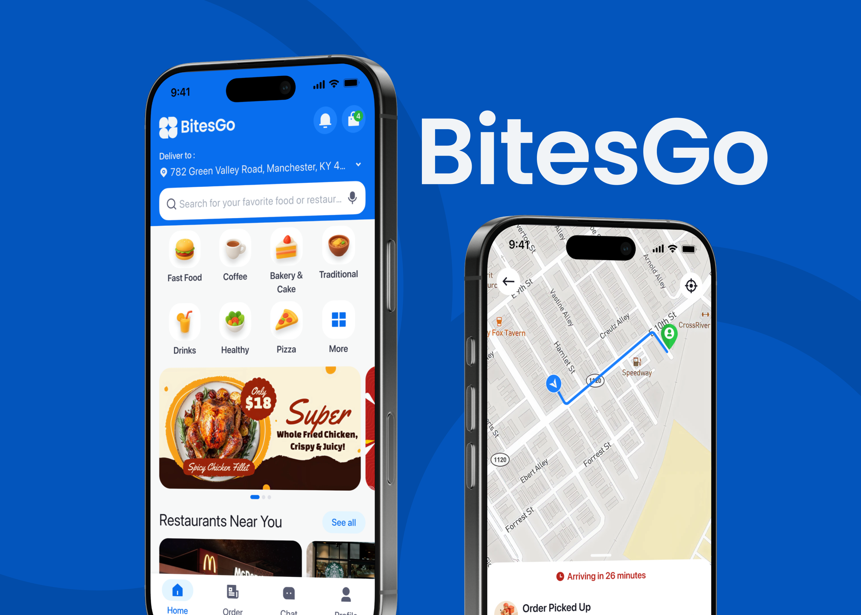 BitesGo - Food Delivery Mobile App app design figma food food app food delivery app mobile app design mobile design ui