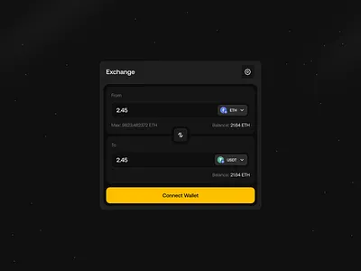 DeFi Wallet & Exchange — ETH to USDT Conversion Flow blockchain crypto cryptoapp cryptoexchange dashboard defi ethereum exchange minimal swap ui usdt ux wallet web web3design website