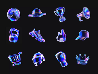 Custom 3D Icons generated from Midjourney 3d adobe aftereffects ai animation branding design flat icon illustration logo lottieanimations midjourney minimal motion graphics ui
