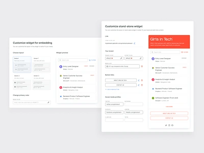 Jobfit web app design — community interface cards community customize digital product edit form input job board jobs list preview saas settings software tags ui uiux web app widget