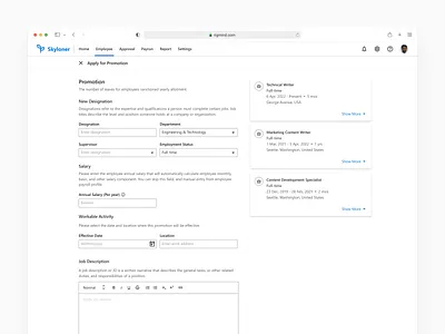 Employee Management Portal b2b benefits administration create employee engagement. hr software onboarding payroll performance management product design recruitment saas talent management time tracking uxui workforce management