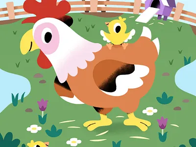 🐔 🐥 art chicken cute farm illustration illustrator toddler vibrant