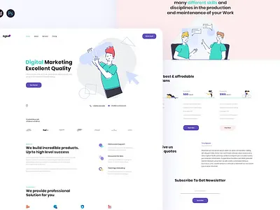 Aglee-Digital Marketing Landing Page Template android app app design dribbble illustration ios landing landing page landing pages page pages popular screen screens template ui ux web web header website