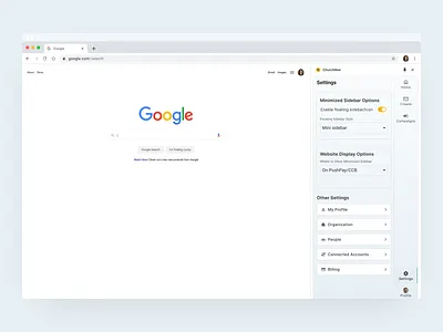 Google extension bar campaign design extension google graphic design home material material design menu navigation pin profile saas settings side sidebar sidesheet ui ux