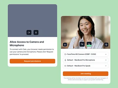 Camera access access allow background blur camera component design system grant join meet meeting microphone mute request saas screen settings speaker ux zoom