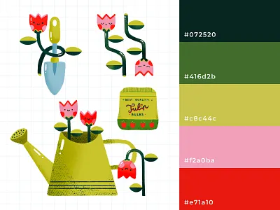 Bold Spring Gardening Illustration childrens book illustration color palette illustration procreate scandinavian vintage
