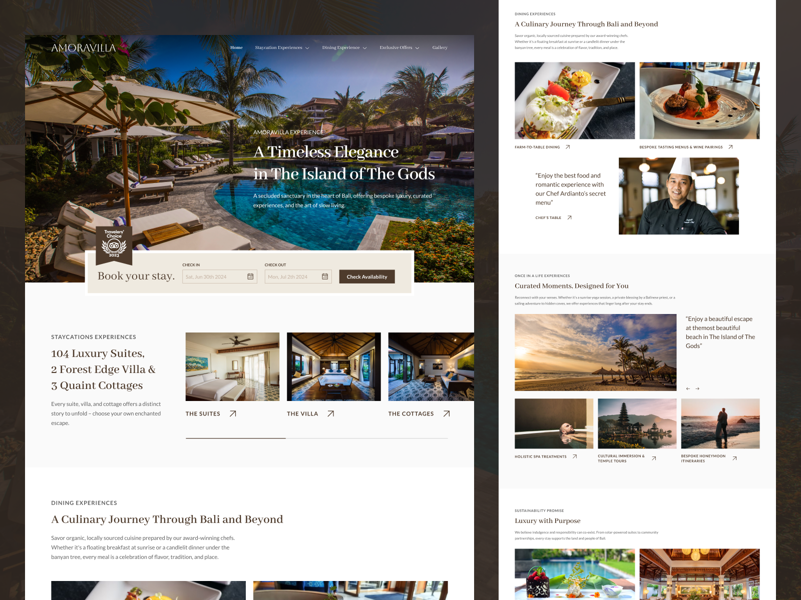 Amoravilla Bali – Where Luxury Meets Tradition clean elegance graphic design hotel interaction landing page luxury premium simple staycation ui villa web website