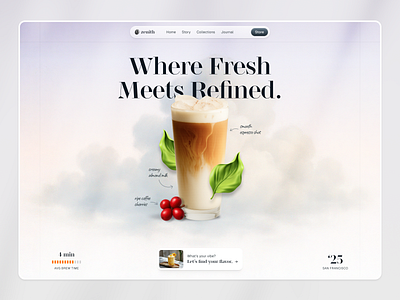 Zenith Hero Header coffee figma framer header hero landing page ui web web design