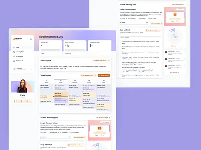 Home page design activity ai calendar call certificate chart coach coaching goal improve learning meet path personal progress stats timeline to do list week weekly