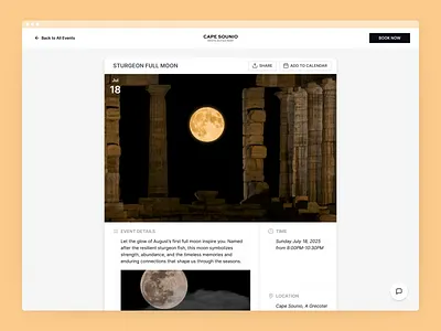 Event detail b2b b2b2c b2c book booking calendar date detail event hotel location photograph place saas schedule ticket time ui ux visual