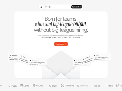 Design Agency Website Concept - Modern, Minimal, Light UI animation branding clean design design agency hero section homepage illustration landingpage light theme light ui logo minimal redesign subscription typography ui ux web design white