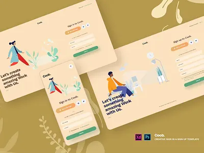 Coob - Creative Sign in & Sign Up template android app app design dribbble illustration ios landing landing page landing pages page pages popular screen screens template ui ux web web header website