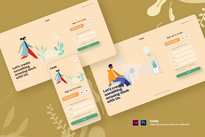 Coob - Creative Sign in & Sign Up template android app app design dribbble illustration ios landing landing page landing pages page pages popular screen screens template ui ux web web header website