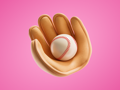 Baseball Concept – 3D Render, Glove + Ball on Pink 3d 3d art 3d concept design 3d design 3d digital art 3d graphic 3d graphics 3d illustration 3d render 3d visual blender c4d cg cg art colorful funny illustration illustration art modern render