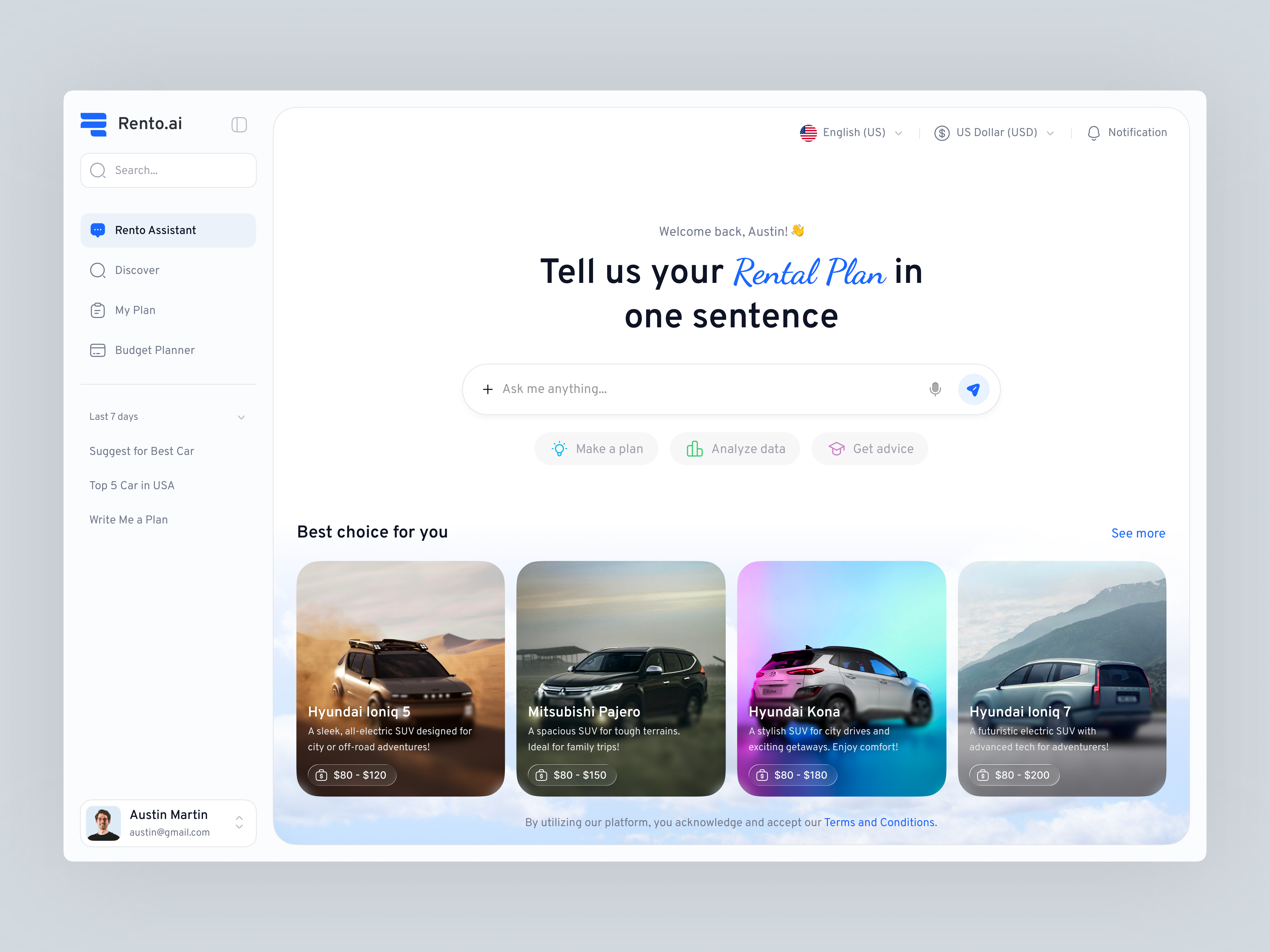 AI Car Rental Dashboard admin panel ai interface analytics dashboard artificial intelligence automotive ui car rental clean ui dashboard design data visualization fleet management interaction design mobile app ui modern ui product design rental management responsive design saas dashboard ui design ux design web design