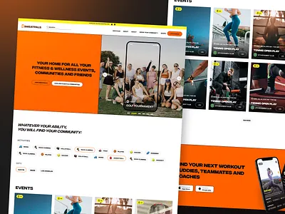 Social Fitness Platform – Web App Design bold branding design logo orange sport ui ux web website yellow