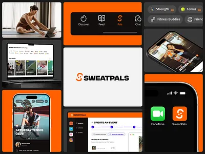 Web Application Branding: Fitness & Community app black bold branding design logo orange sport ui ux web website yellow
