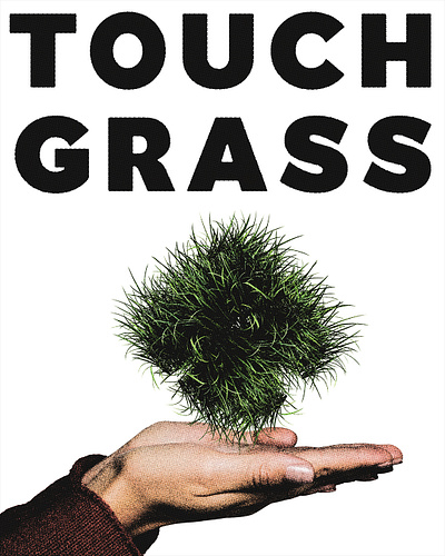 TOUCH GRASS cover art event poster fashion poster graphic design music poster photoshop retro poster vintage poster