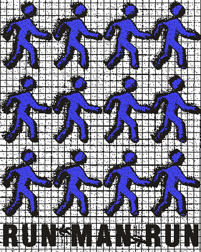 RUN MAN RUN abstract cool cover art flyer graphic design music poster rave poster