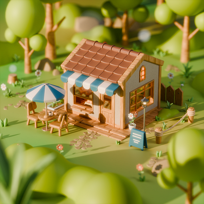 Tiny Store 3D Illustration 3dmodeling artdirection blender 3d illustration isometric low poly stylized