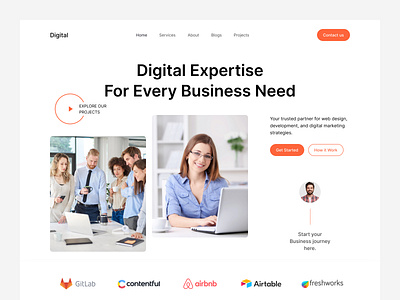 Digital Agency Website Design agency design design designer digital agency website hero section landing page marketing website ui ux website