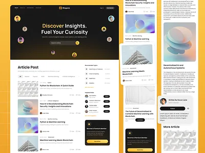 Blogane - Blog & News Landing Page app article blog clean design feed framer landing page minimal news read readings template topics ui ui kit ux website