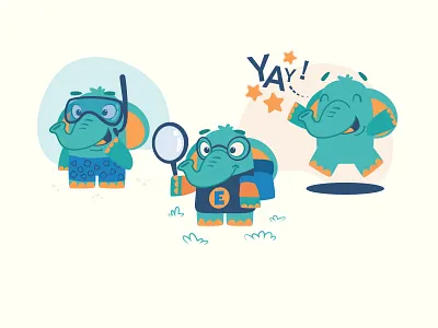 Elephant mascot concept for "Read with Ello" app mascot cartoon character cartoon elephant cartoon illustration cartoon style cartoonish character design cute mascot elephant elephant mascot ello mascot character mascot design mascot elephant mascot for children mascot for kids read along companion reading companion vector