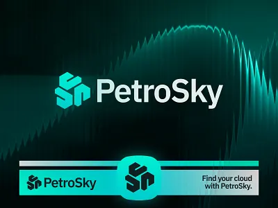PetroSky - Logo Design brand identity design branding cloud creative logo design emblem freelance logo design hosting jeroen van eerden logo logo symbol logomark mint modern logo design monogram neon p service sky visual identity design