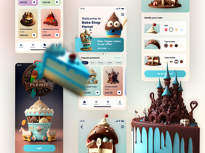 Mobile App for ordering cakes & sweets 3d ai app bake shop cake cakes cookie cookies design graphic design illustrat illustration logo midjourney mobile sweet sweets ui ux