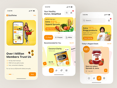 Grocery Shopping App UI Design | E-commerce Mobile App app design e commerce app ecommerce mobile ui food delivery app grocery app grocery shopping app ios mobile mobile app mobile shopping ui shopping app